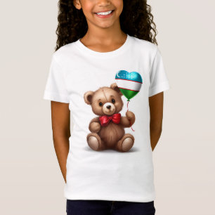 Camiseta ursinho de pelúcia e balão com a bandeira do Usbeq