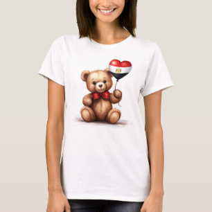 Camiseta ursinho de pelúcia e balão com a bandeira egípcia.