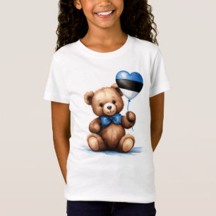 Camiseta ursinho de pelúcia e balão com a bandeira estônia.