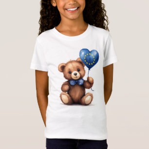 Camiseta ursinho de pelúcia e balão com a bandeira europeia