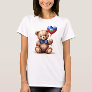 Camiseta ursinho de pelúcia e balão com a bandeira haitiana