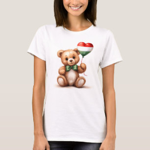 Camiseta ursinho de pelúcia e balão com a bandeira húngara.