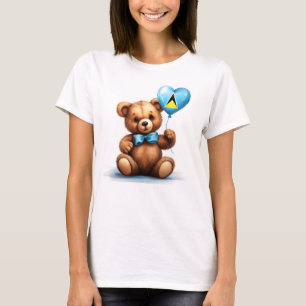 Camiseta ursinho de pelúcia e balão com a bandeira Santo Lu