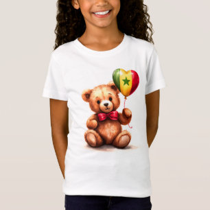 Camiseta ursinho de pelúcia e balão com a bandeira senegale