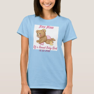 Camiseta Ursinho de rastejar - Nova Mãe da Rapariga - Perso