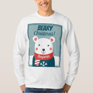 Camiseta Ursinho polar bonitinho de Natal Beary com nome