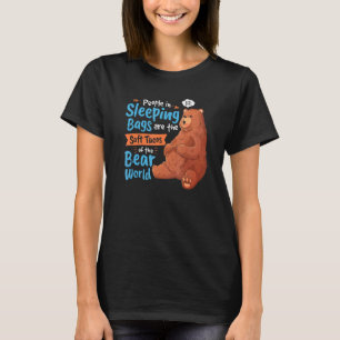 Camiseta Urso acampando Bolsas Dormindo Piada de Taco Woods