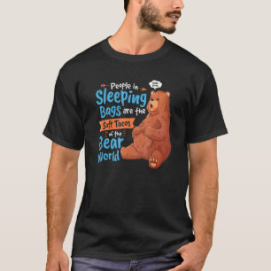 Camiseta Urso acampando Bolsas Dormindo Piada de Taco Woods