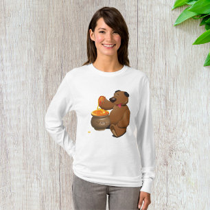 Camiseta Urso Adorável de Amor com Pote de Mel