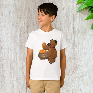Camiseta Urso Adorável de Amor com Pote de Mel