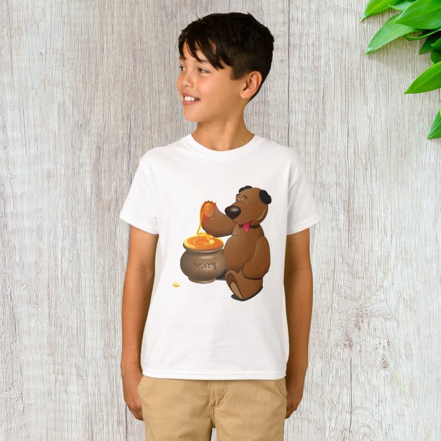 Camiseta Urso Adorável de Amor com Pote de Mel (Criador carregado)