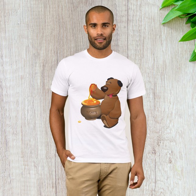 Camiseta Urso Adorável de Amor com Pote de Mel (Criador carregado)