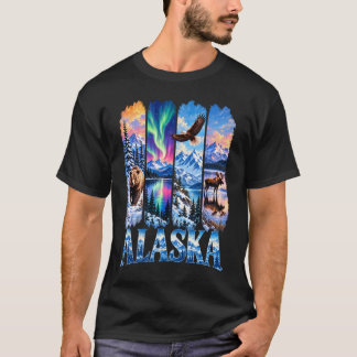 Camiseta Urso Alasca Águia Alce Aurora Lago E Montanha W