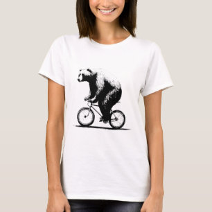Camiseta Urso andando de bicicleta de bicicleta de montanha