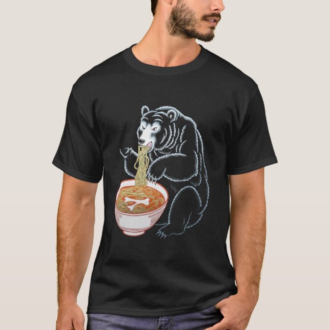 Camiseta Urso Animal Comendo Macarrão (Frente)