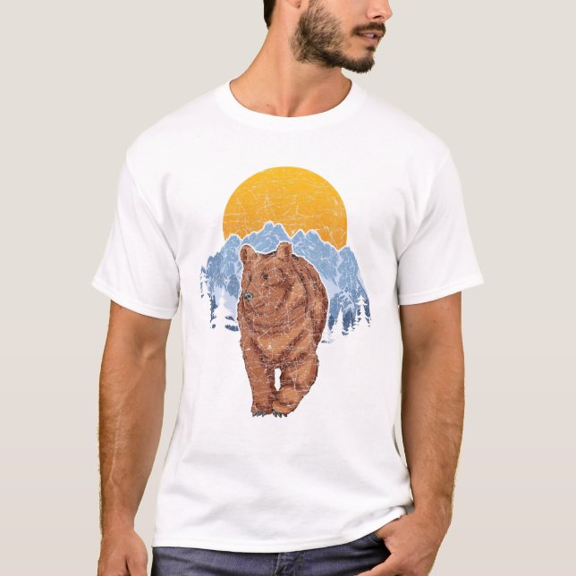 Camiseta Urso Animal Sobrevoado Exterior Montanha Natureza  (Frente)