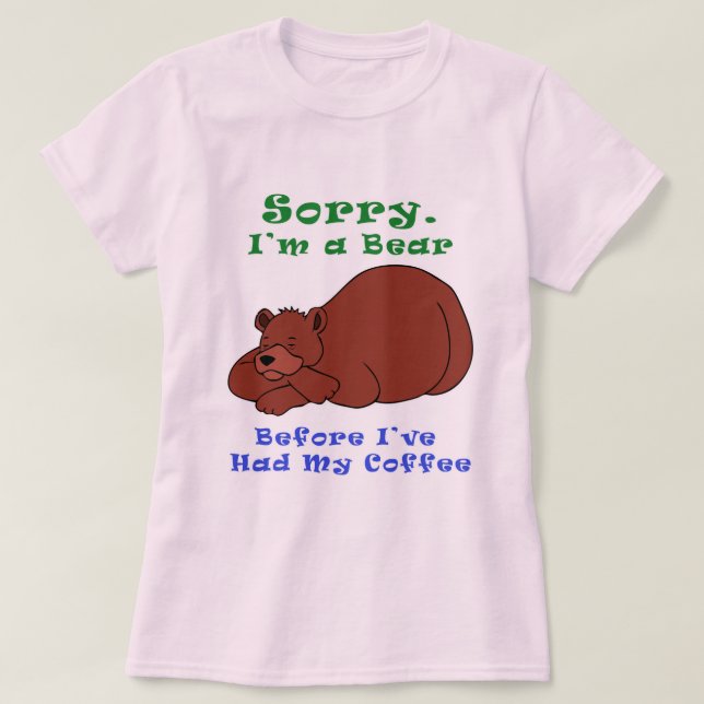 Camiseta Urso Antes do Café (Frente do Design)