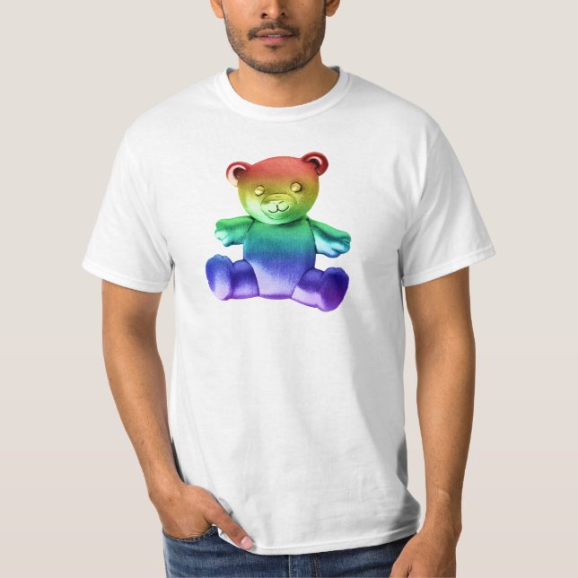 Camiseta Urso arco-íris com metal escovado do SlipperyJoe (Frente)