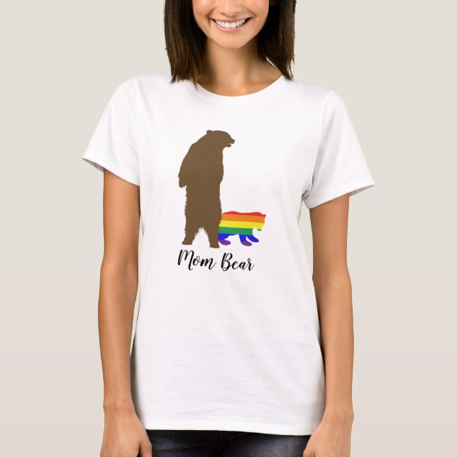 Camiseta Urso Arco-íris Mãe Orgulho Materno LGBT (Frente)