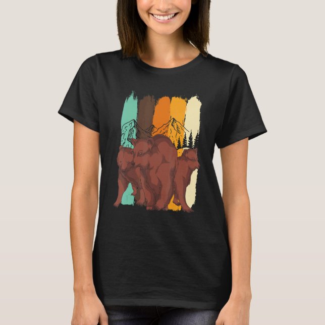 Camiseta Urso-Árvore Natural Da Floresta Castanha (Frente)