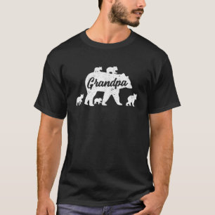 Camiseta Urso Avô Vintage com 5 Filhotes Dia dos Pais