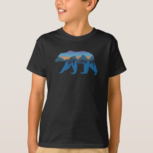 Camiseta Urso Azul De Montanha Azul Da Floresta Grizzy (Frente)