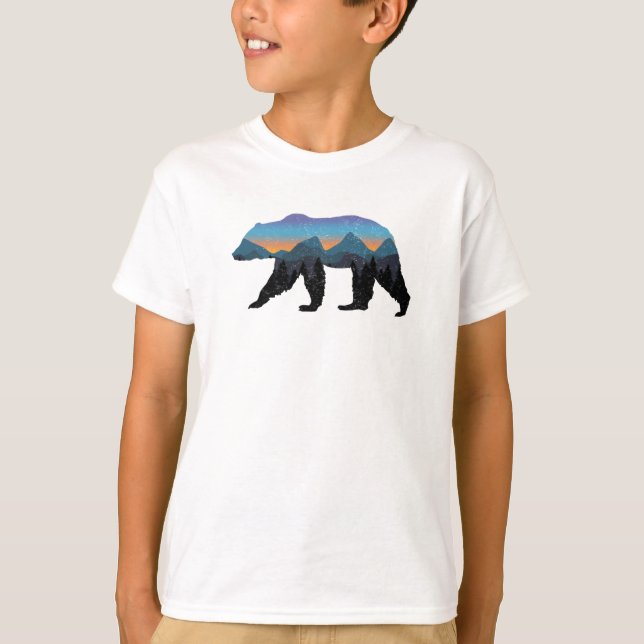 Camiseta Urso Azul De Montanha Azul Da Floresta Grizzy (Frente)