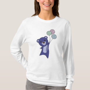 Camiseta Urso Azul Voa Com Balões Animais Doce Urso