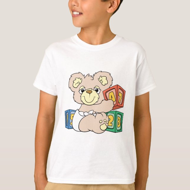 Camiseta Urso Bebê Fofo e Blocos (Frente)
