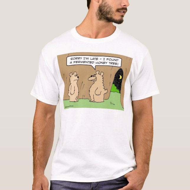 Camiseta urso bêbedo árvore fermentada do mel (Frente)
