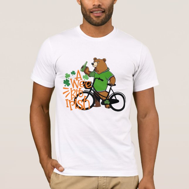Camiseta Urso Bebendo De Dia de São Patrício, Cerveja Irlan (Frente)