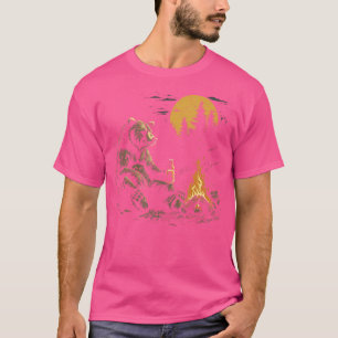 Camiseta Urso-Bebendo-Urso-Acampamento Cerveja Caminhando P