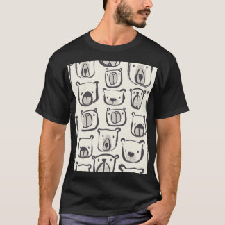 Camiseta Urso bonitinho, padrão sem costura desenhado à mão
