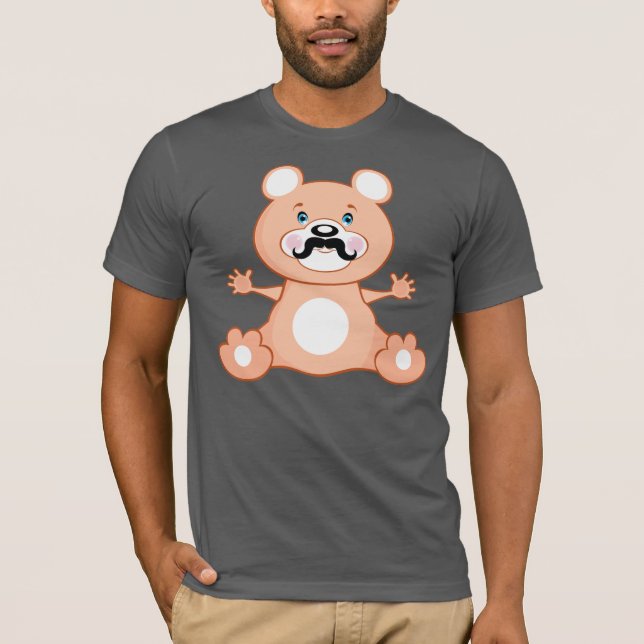 Camiseta Urso bonito com bigode (Frente)