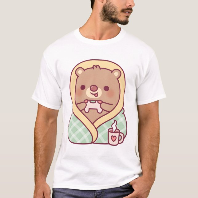 Camiseta Urso Bonito Embalado Em Banheiro Louco Enquanto Jo (Frente)