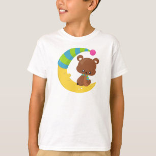 Camiseta Urso Bonito, Urso Na Lua, Urso Com Scarf