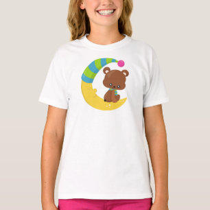 Camiseta Urso Bonito, Urso Na Lua, Urso Com Scarf