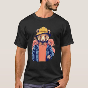 Camiseta Urso Bonito Vestindo Um Chapéu E Jaqueta - Estilo