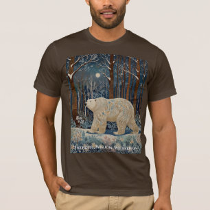Camiseta Urso branco retrógrado boho floresta de inverno