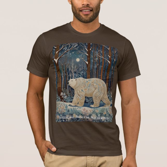 Camiseta Urso branco retrógrado boho floresta de inverno (Frente)
