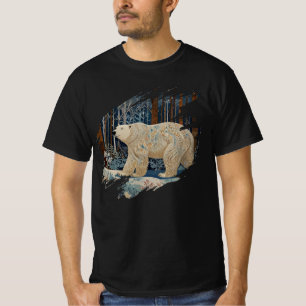 Camiseta Urso branco retrógrado boho floresta de inverno