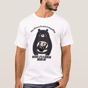Camiseta Urso Calmo Grito Escondido Arte Emocional