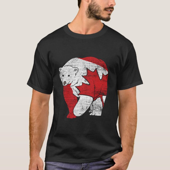 Camiseta Urso Canadense Folha de Bordo Canadá (Frente)