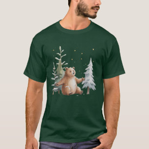 Camiseta Urso Caprichoso de Inverno Floresta de Inverno 