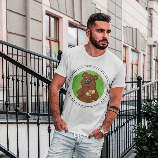 Camiseta Urso Castanho Com Sorvete (Criador carregado)