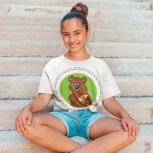 Camiseta Urso Castanho Com Sorvete