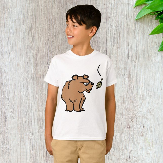 Camiseta Urso Castanho com Vida Selvagem Fora de Folha de o (Criador carregado)