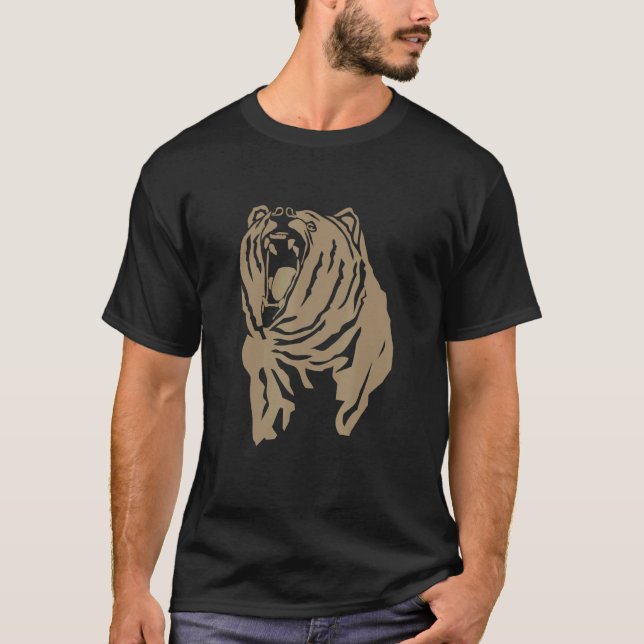 Camiseta Urso Castanho-Grelha Urso-Grelha Cabeça-De-Urso-Ko (Frente)