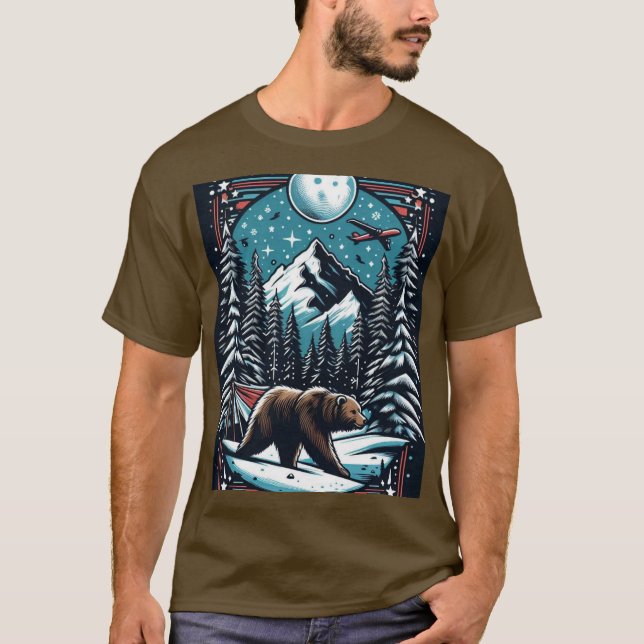 Camiseta Urso Castanho No Inverno (Frente)