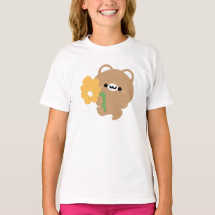 Camiseta Urso Castanho Romântico bonito
